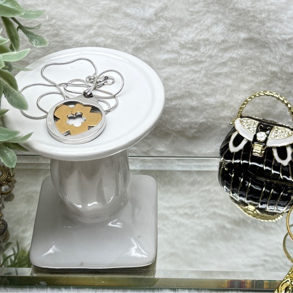 Silver and Gold  Stainless Steel Pendant with 925 Chain - Picture 4 of 11